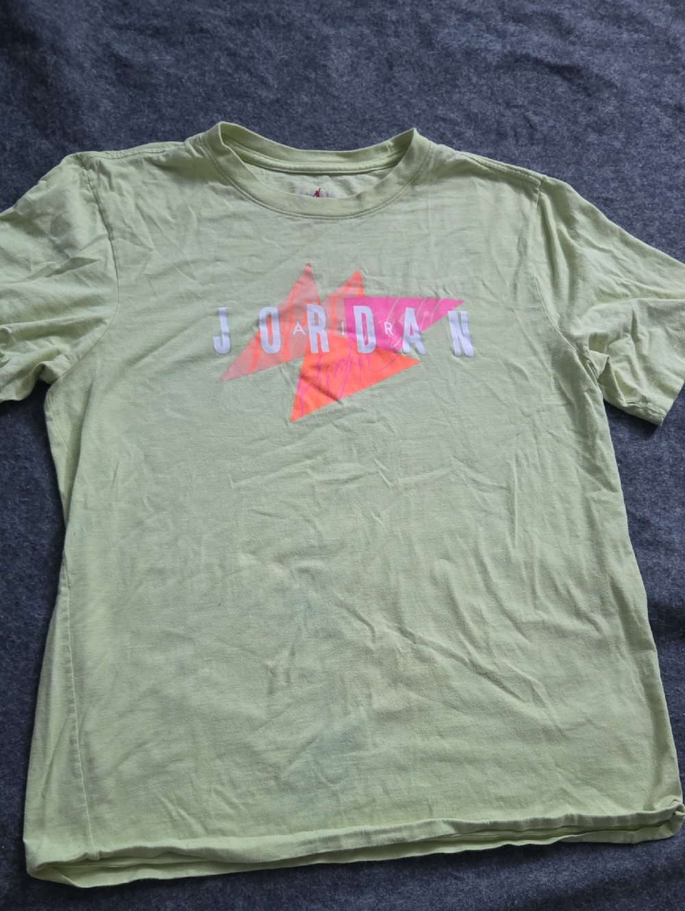 Jordan Light Green Tee with Pink-Orange Logo